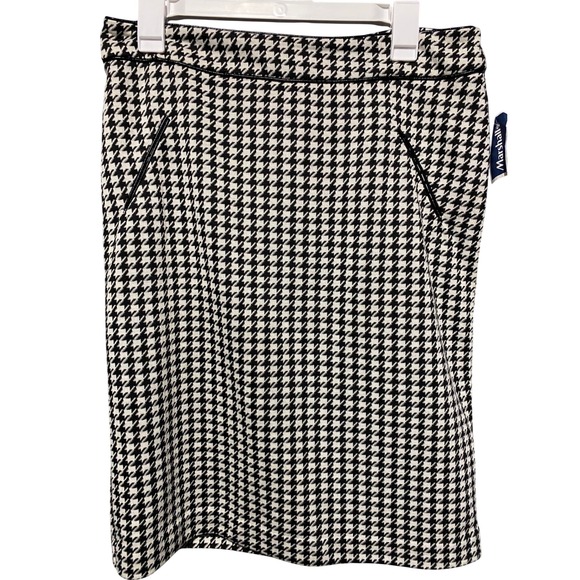 Carole Little Dresses & Skirts - Carole Little Houndstooth Pencil Skirt‎ Black White Faux Leather Trim Size 10